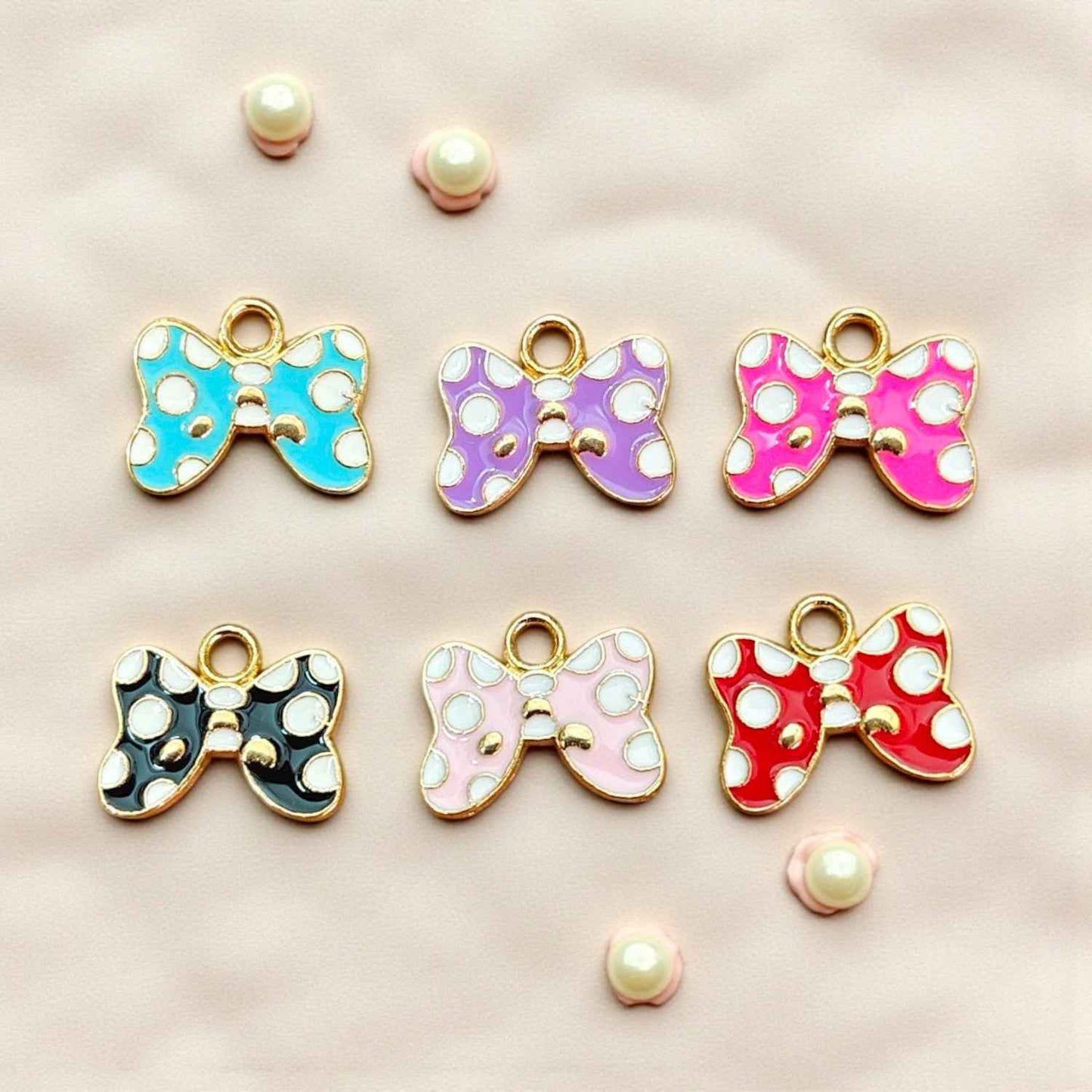 Bow Charms with Dots - 1 Pc