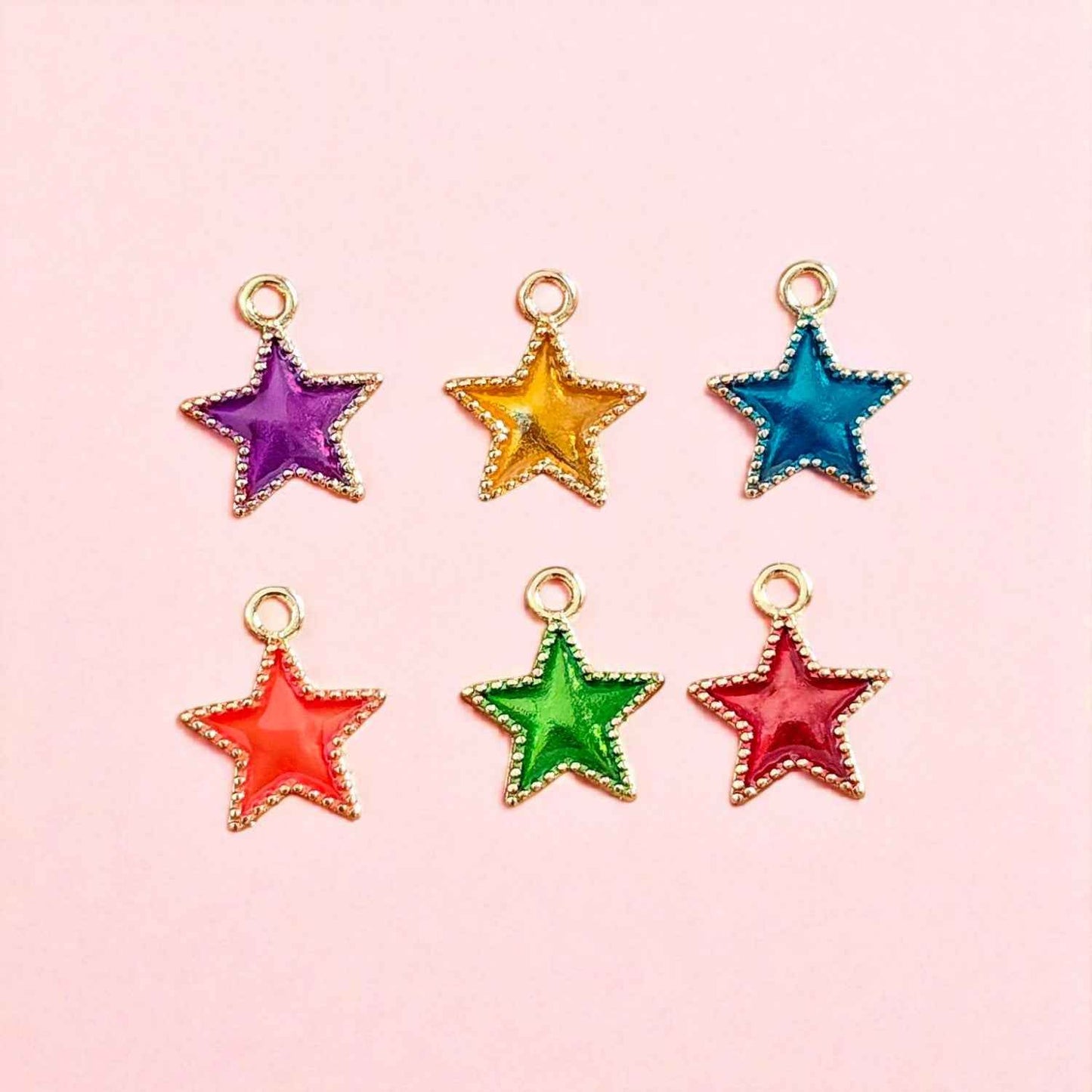 Colorful Enamel Star Charm for Jewellery Making - 1 Pc