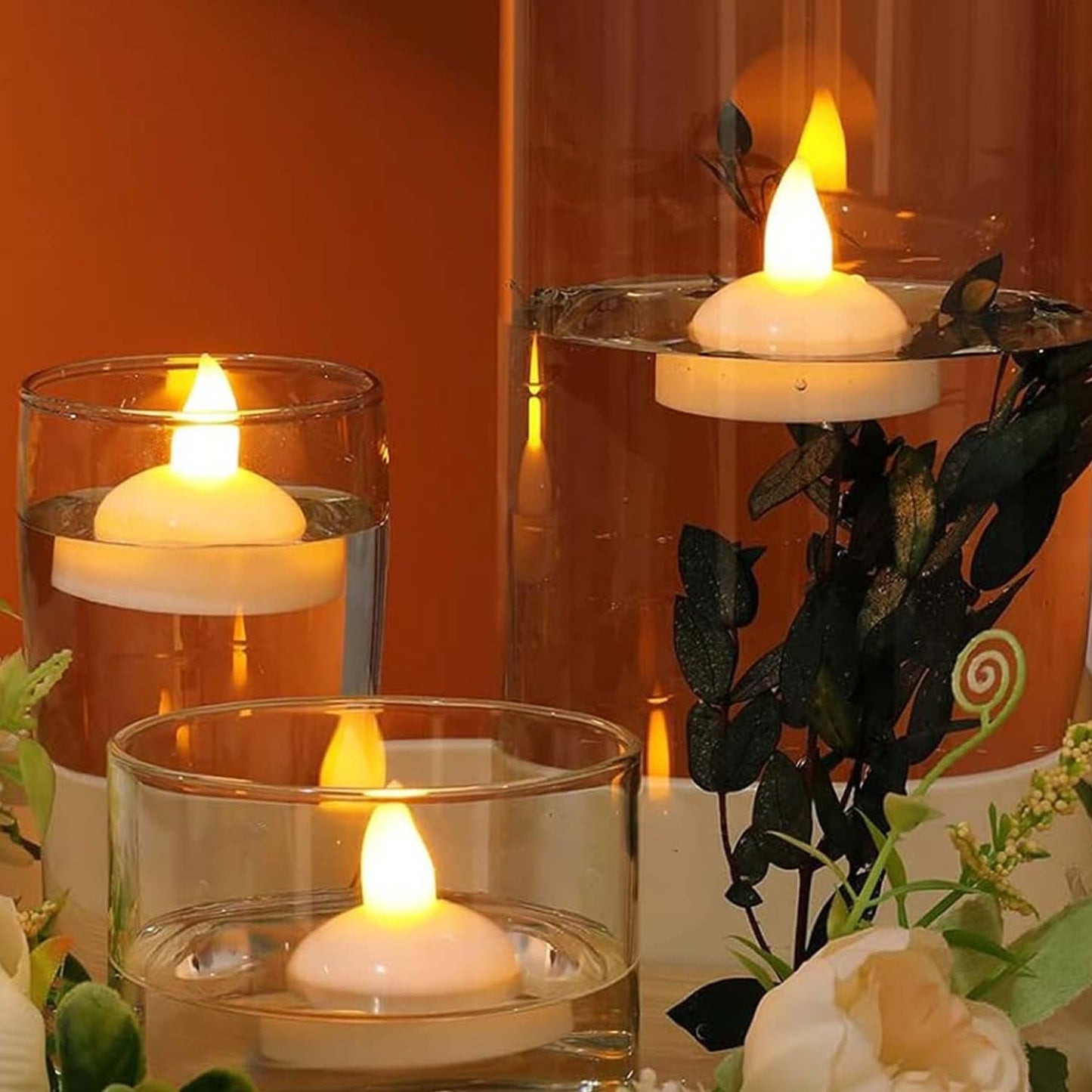 Water Sensor Floating Candle | Smokeless and Flameless Battery Operated LED Diyas - 2 Pcs