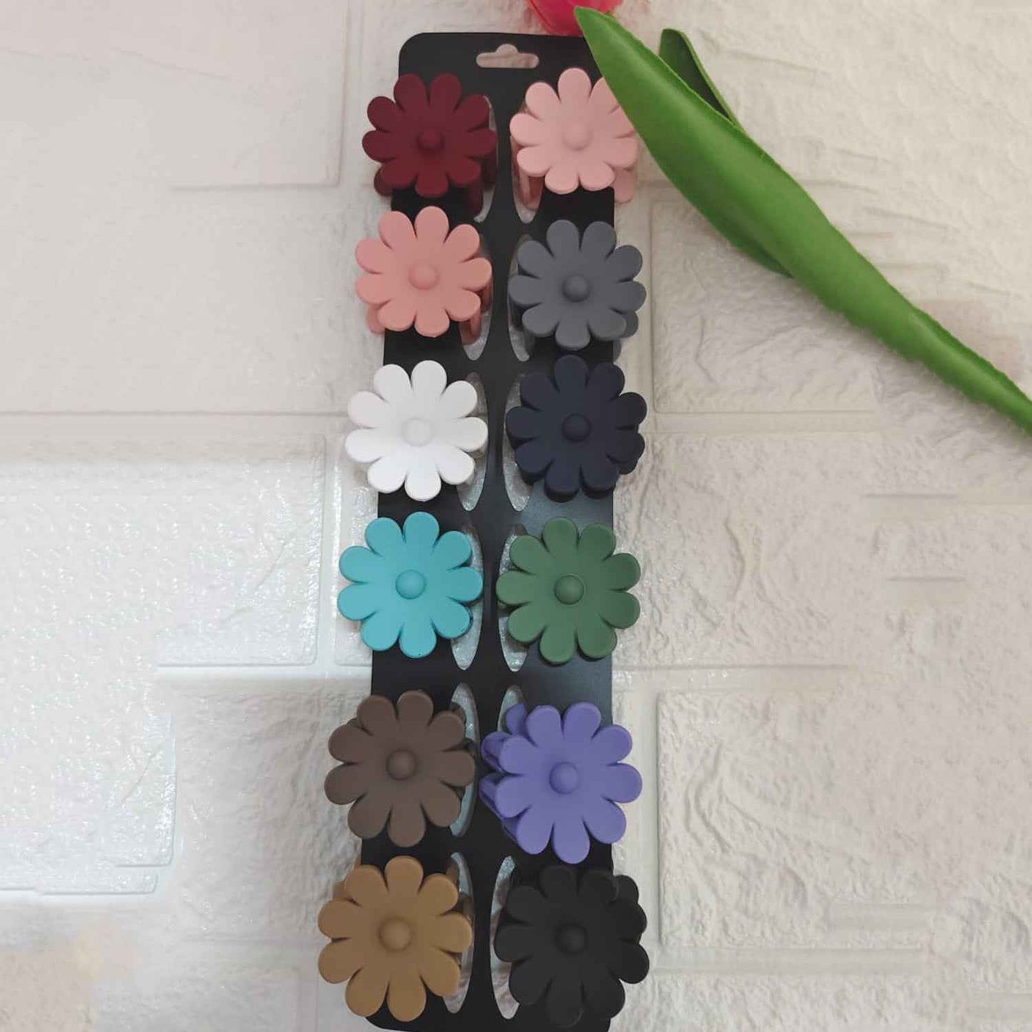 Matt Finish Flower Claw Clip (Set of 6 Pcs)