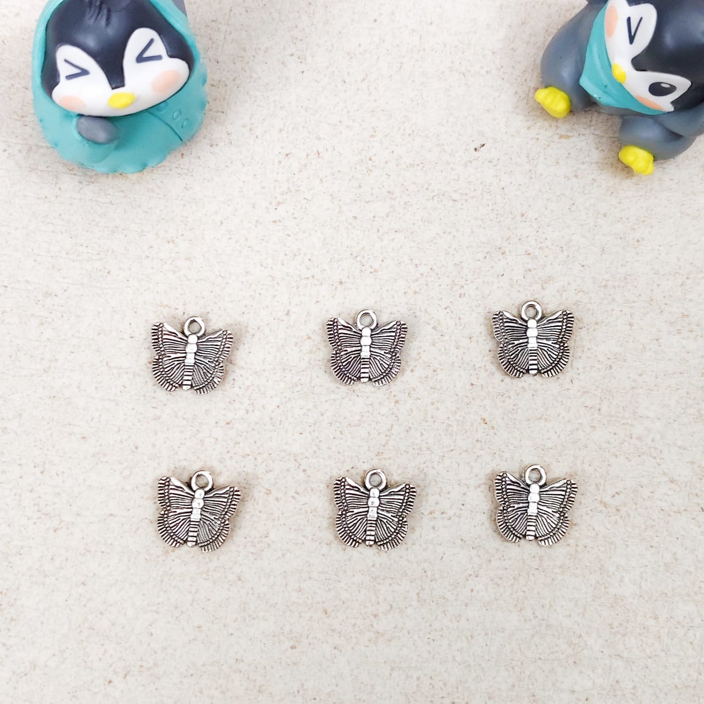 Silver flying butterfly metal charm for jewellery making and DIY accessories