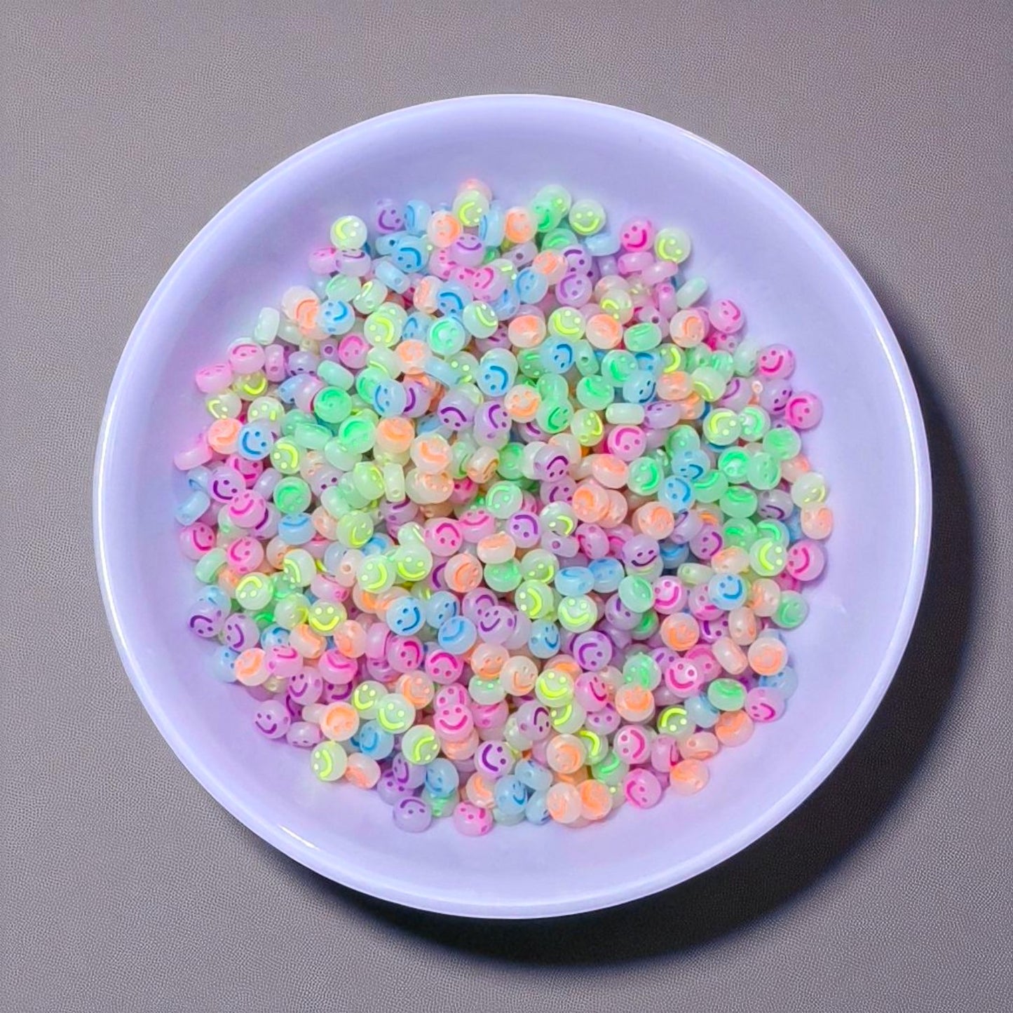 Round Smiley Beads Glow in the Dark (Mixed) - 20 grams
