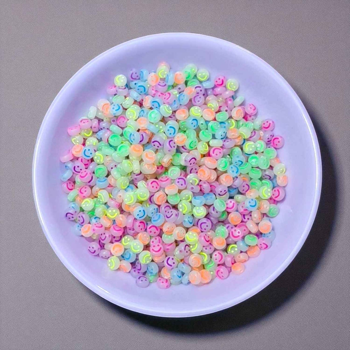 Round Smiley Beads Glow in the Dark (Mixed) - 20 grams