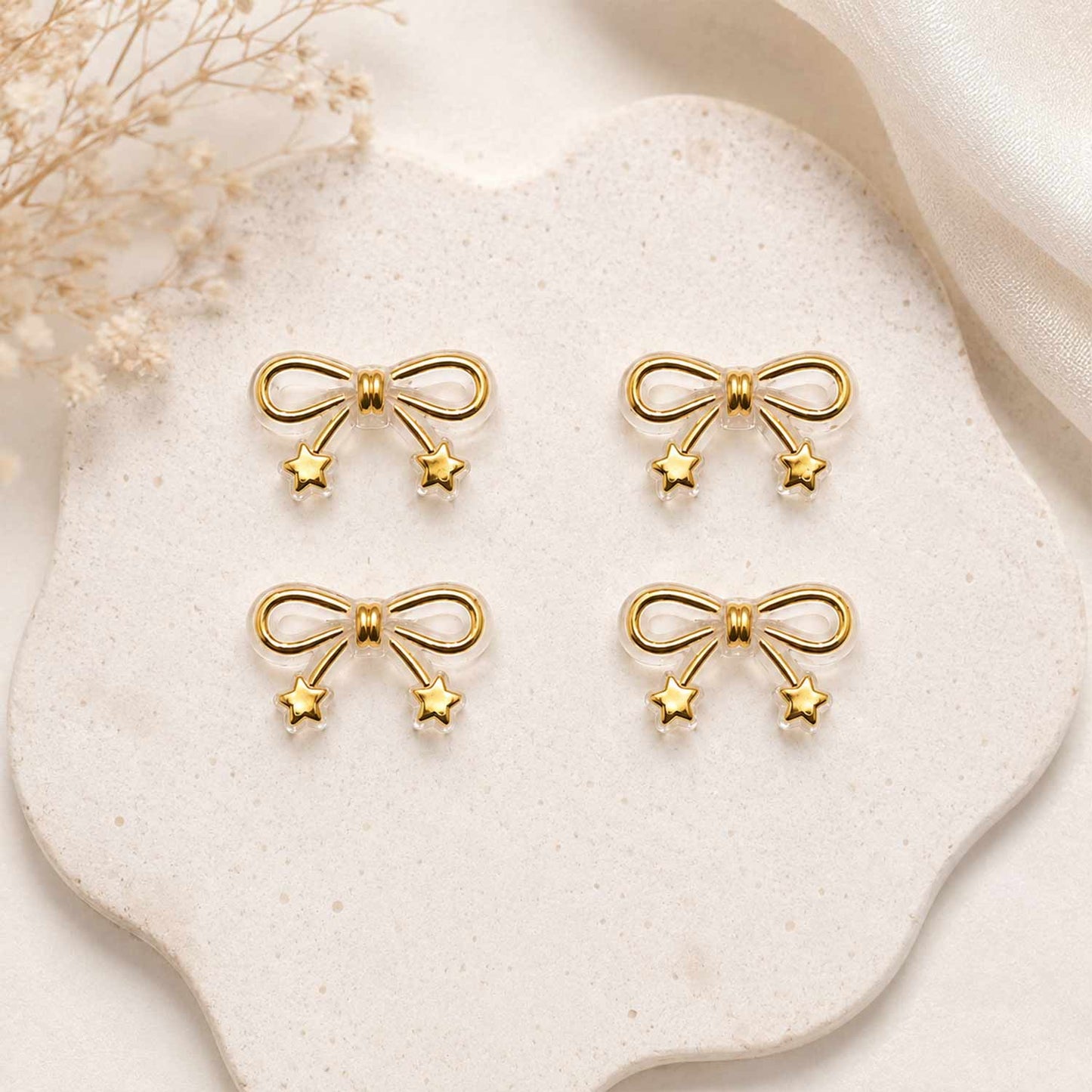 Gold Bow Acrylic Beads