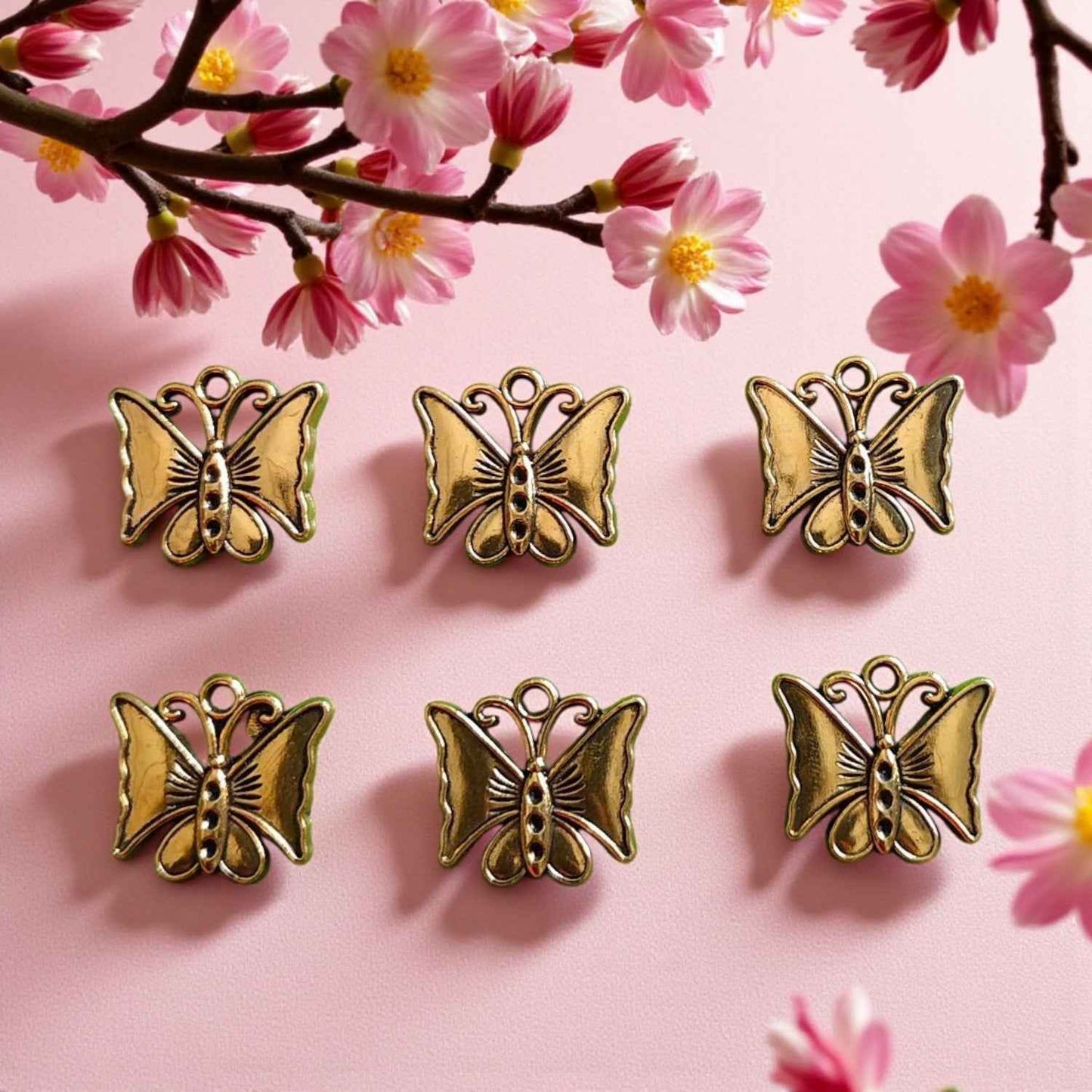 Gold Metal Butterfly Charms - 1 Pc
