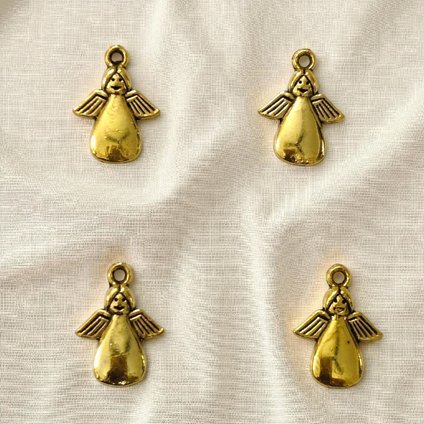 Angel gold metal charm for jewelry making and craft projects
