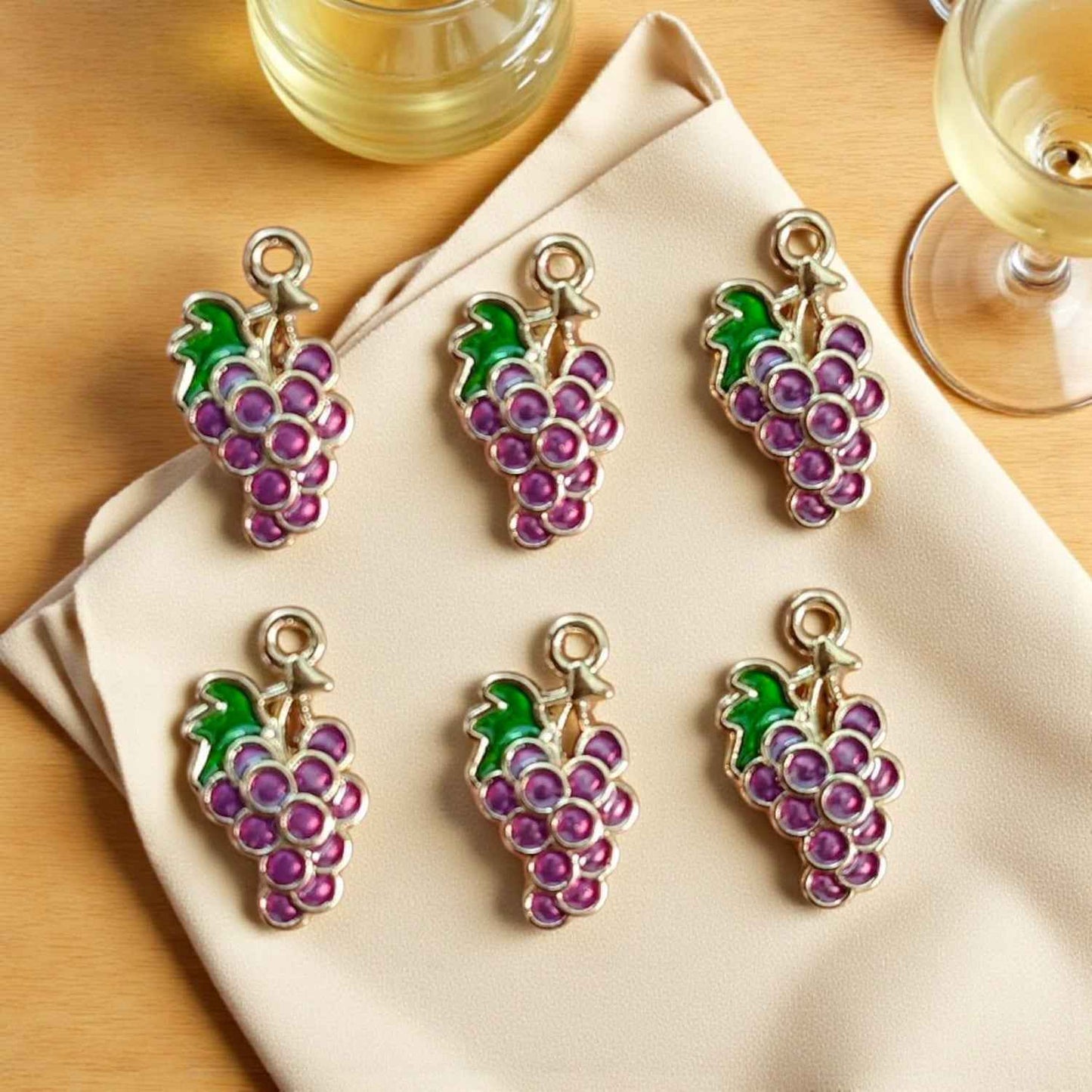 Grapes Enamel Charm for Jewellery Making - 1 Pc