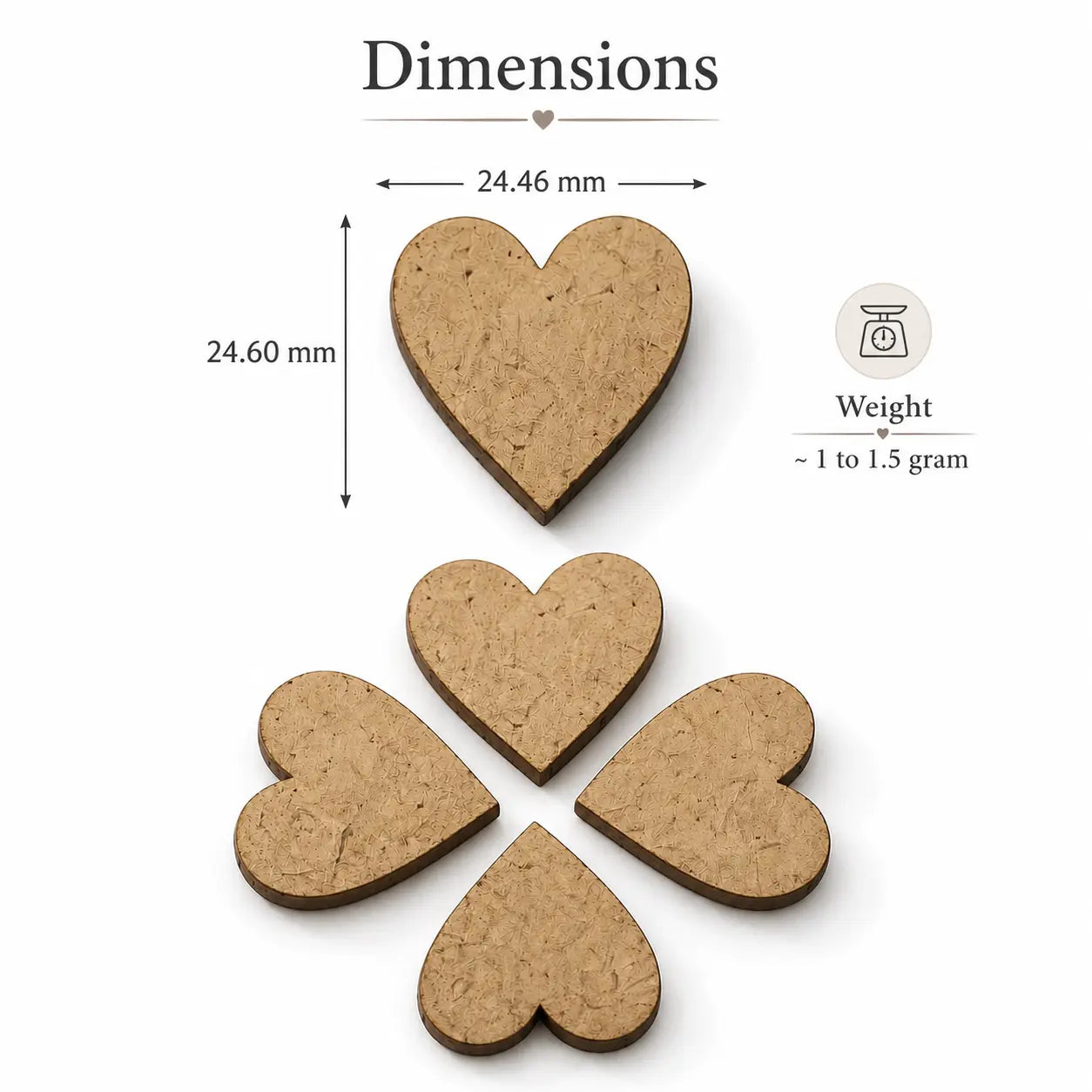 Heart MDF Craft Cutout - 5 PC