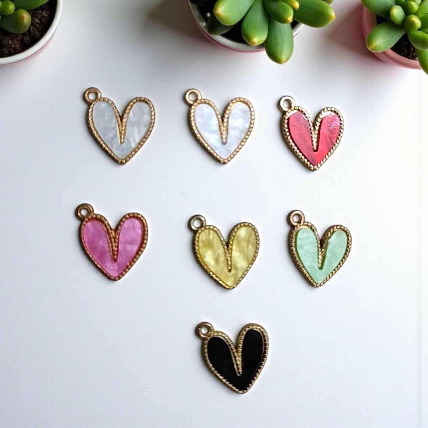 Heart Charm with Golden Ring Border