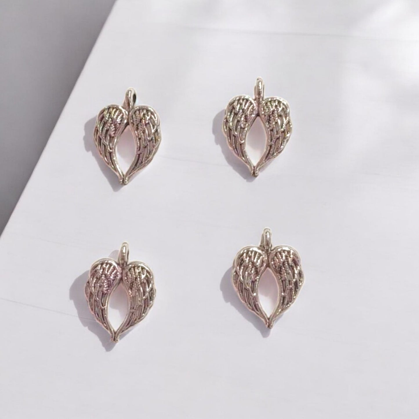 Heart Wings Silver Charms - 1 PC