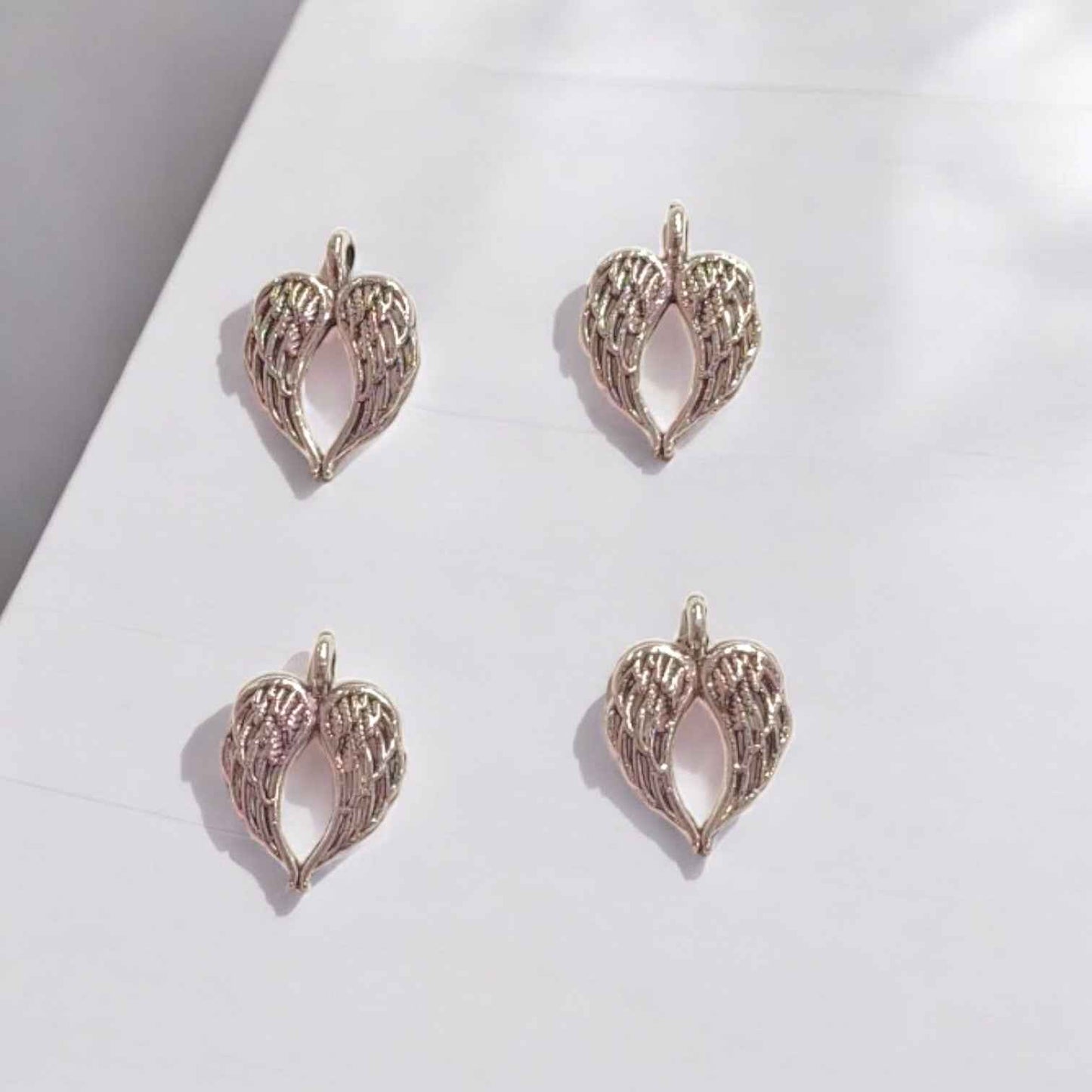 Heart Wings Silver Charms - 1 PC