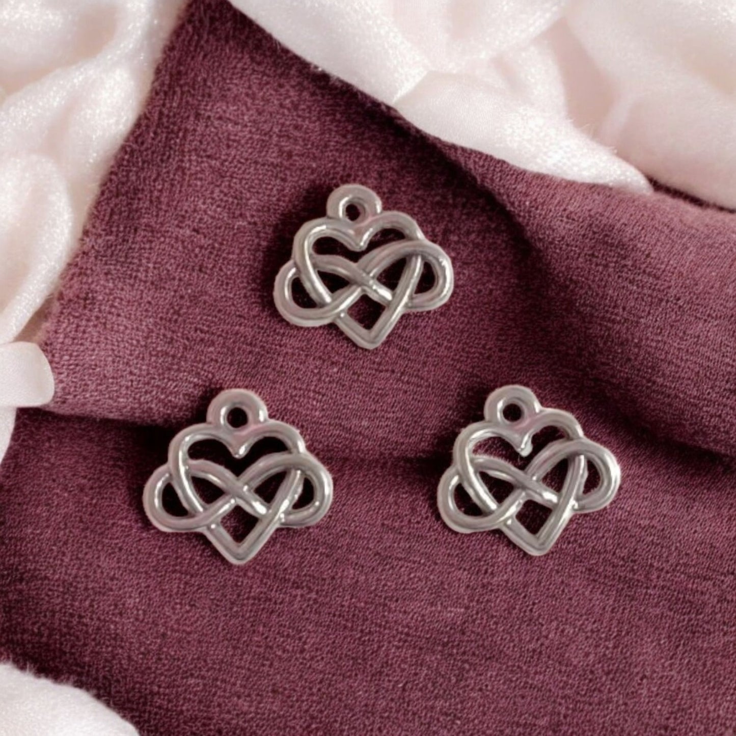 Heart and Infinity Silver Charms - 1 PC