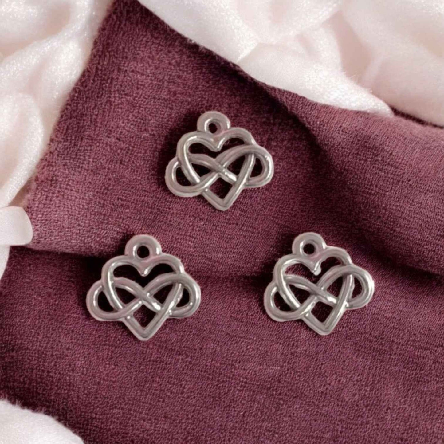 Heart and Infinity Silver Charms - 1 PC