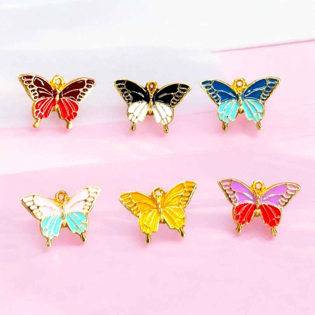 Dual Color Metal Butterfly Charms