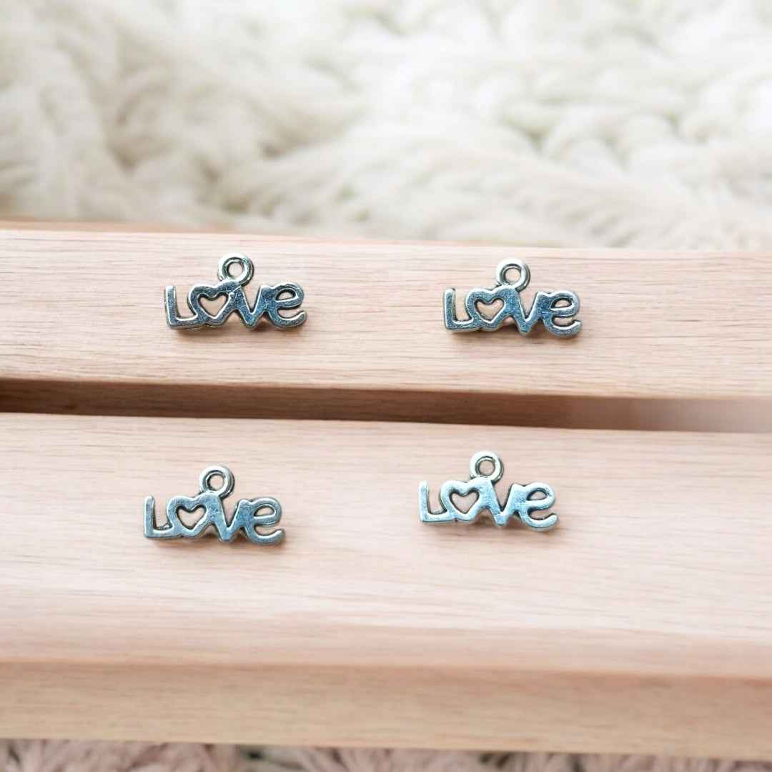 Mini Love Silver Charm - 10 Pc