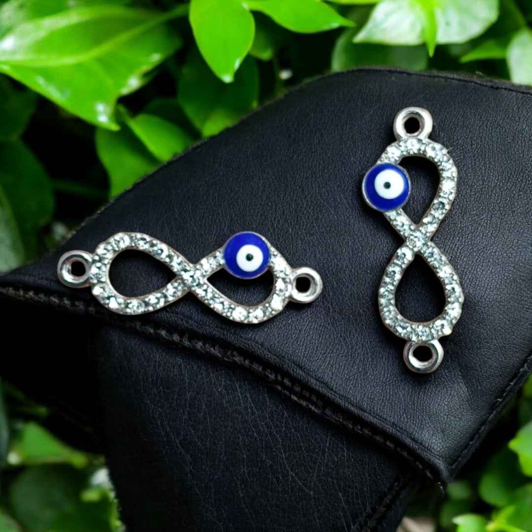 Silver Stone Infinity Charm with Evil Eye