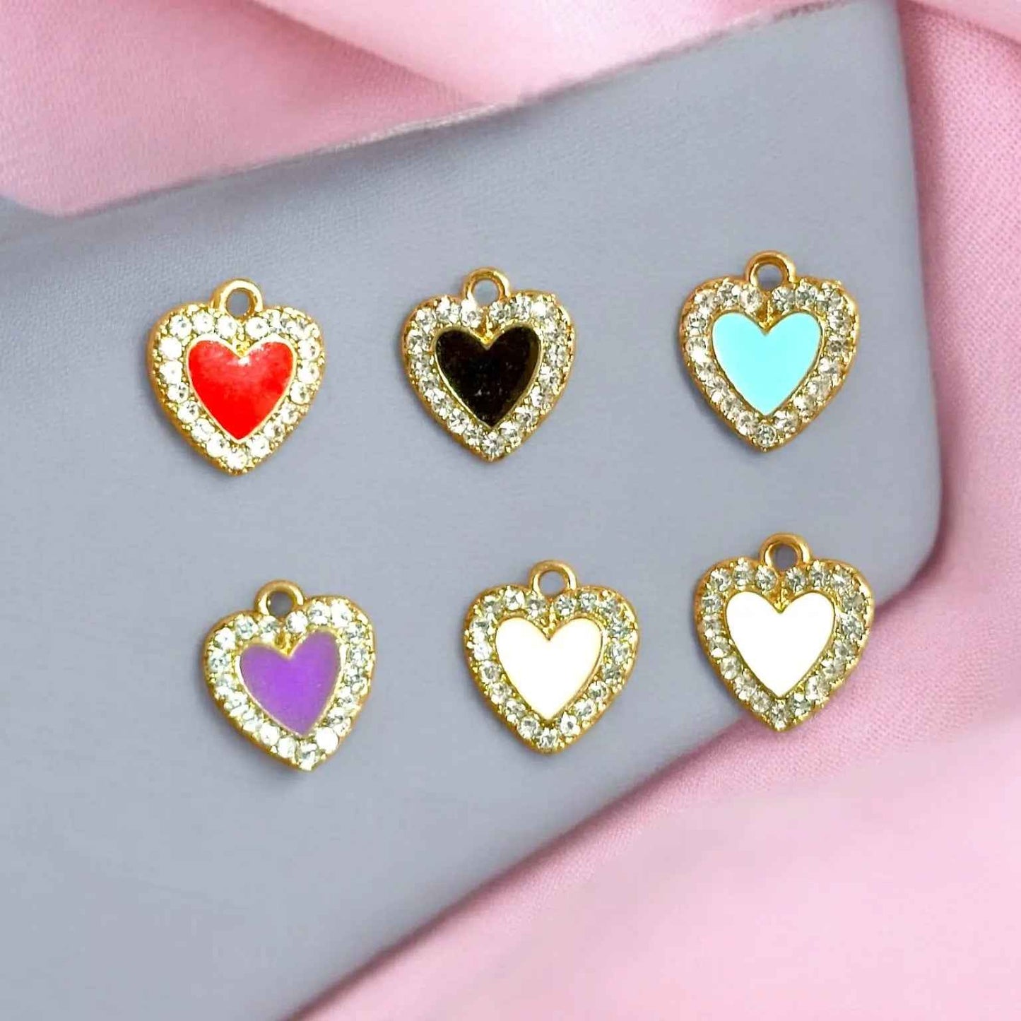 Stone Ring Heart Color Inside Charm