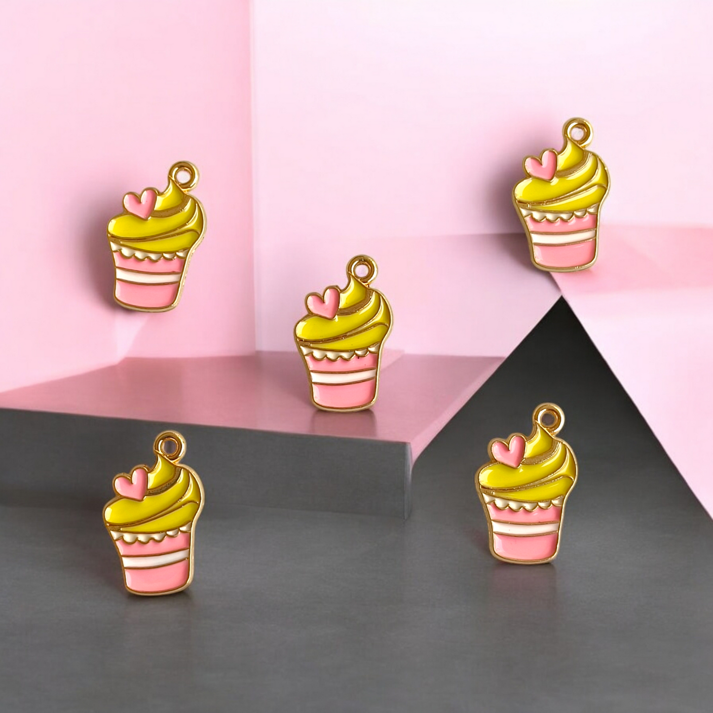 Cup Cake Heart Charm