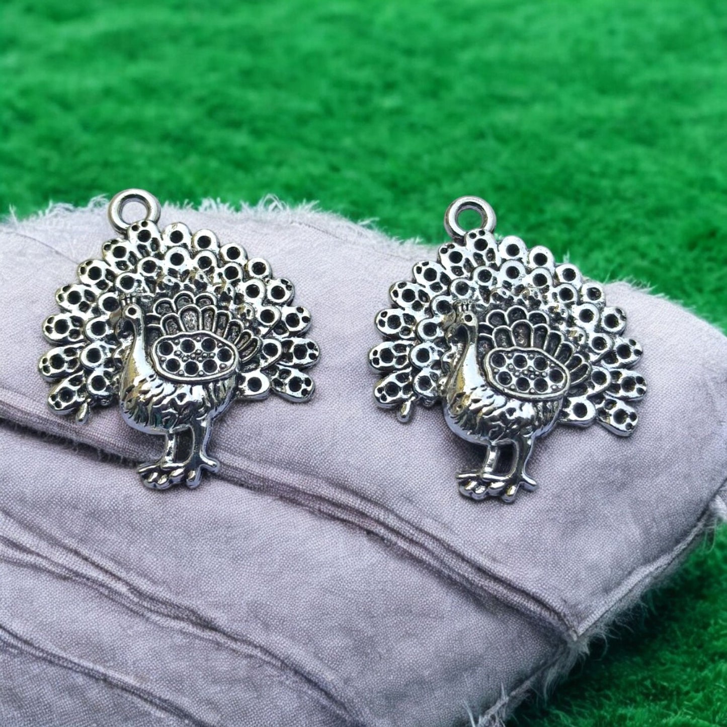 Peacock Wings Metal Charm