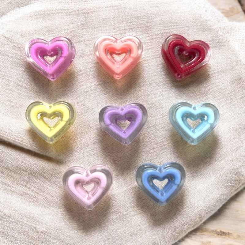 Acrylic Color Heart - 5 Pcs Mixed