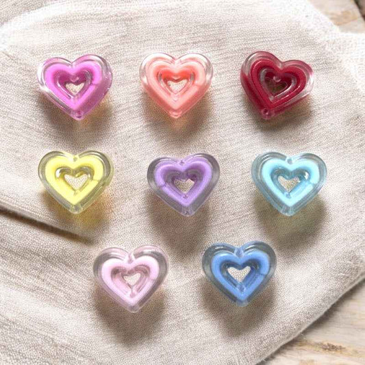 Acrylic Color Heart - 5 Pcs Mixed