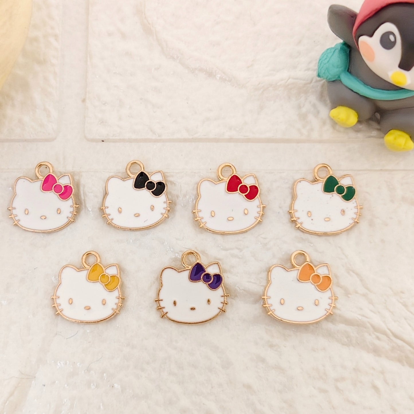 Cute kitty face enamel charm for jewelry making and DIY craft accessories
