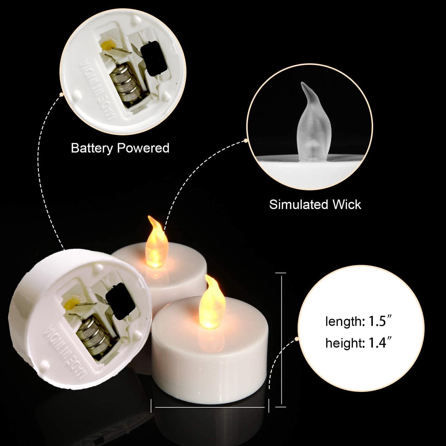 LED Tealight Candle - Battery Operated Flameless & Smokeless Decorative Lights - 2 PC