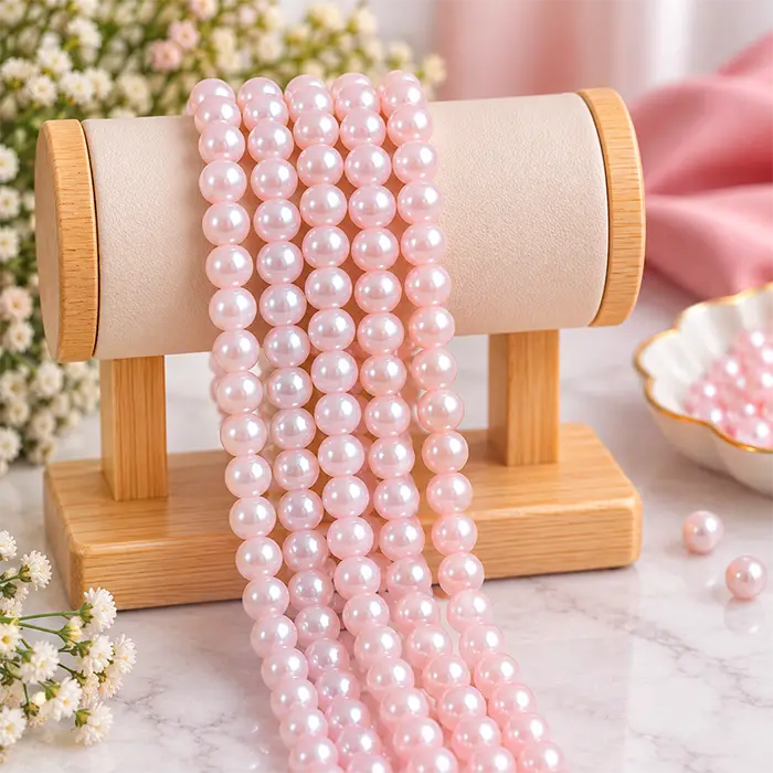 8mm Light Peach Pearl Beads