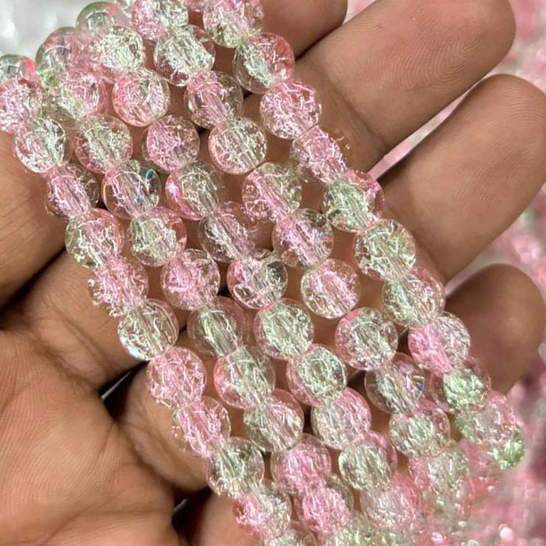 Crackle Beads 8mm - Light Pink & Light Green