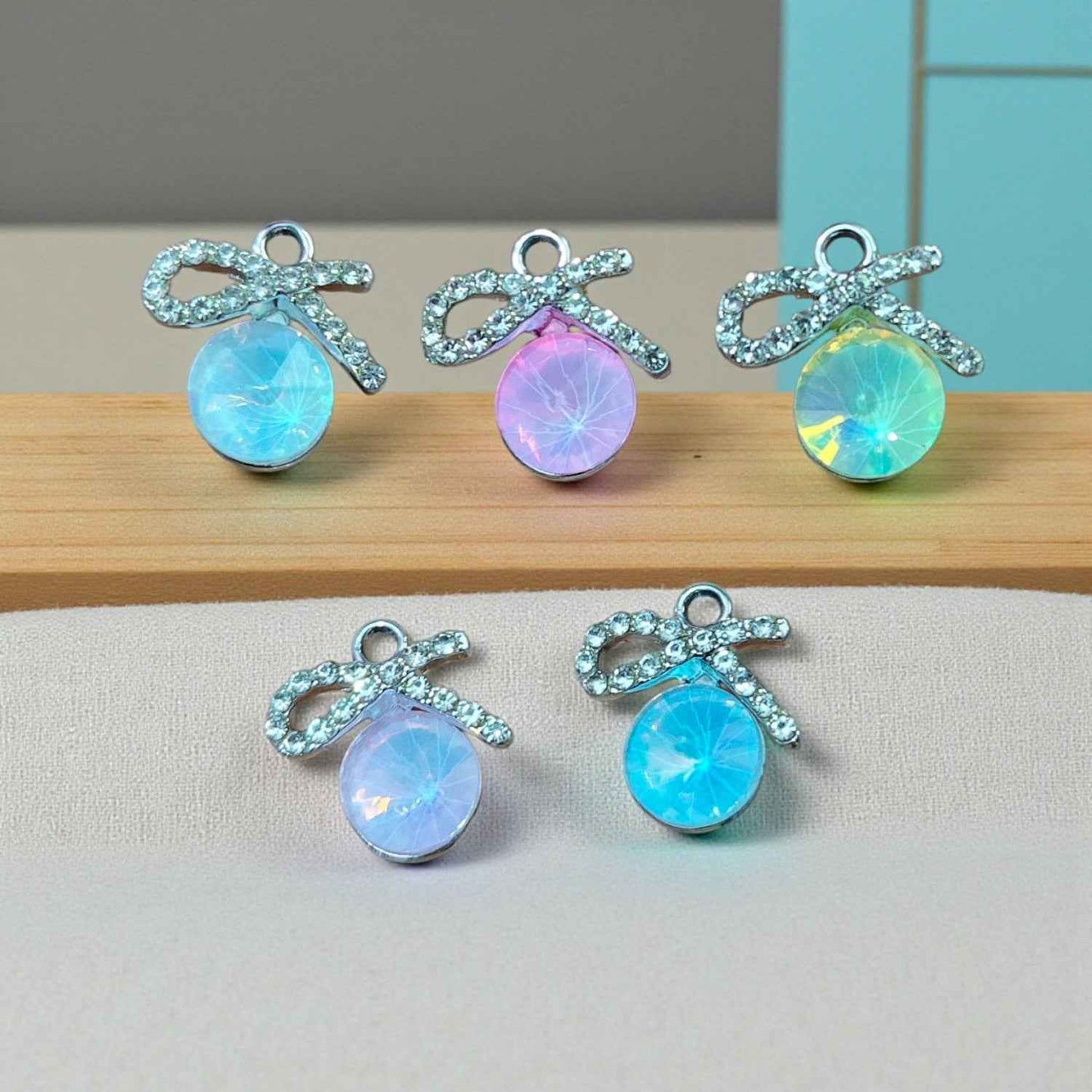 Luxury Bow Tied Shimmering Stone Charm - 1 PC