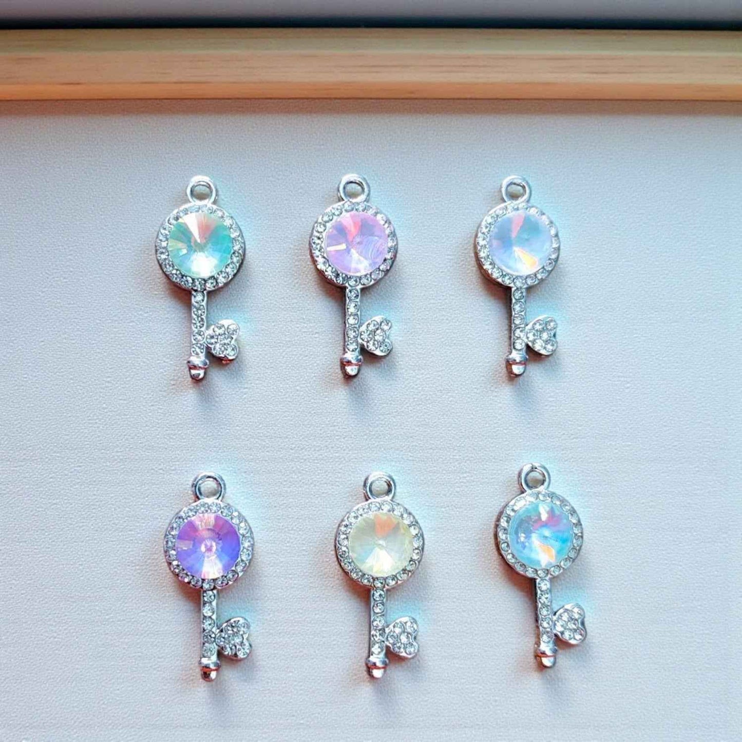 Luxury Key Shimmering Stone Charms - 1 Pc