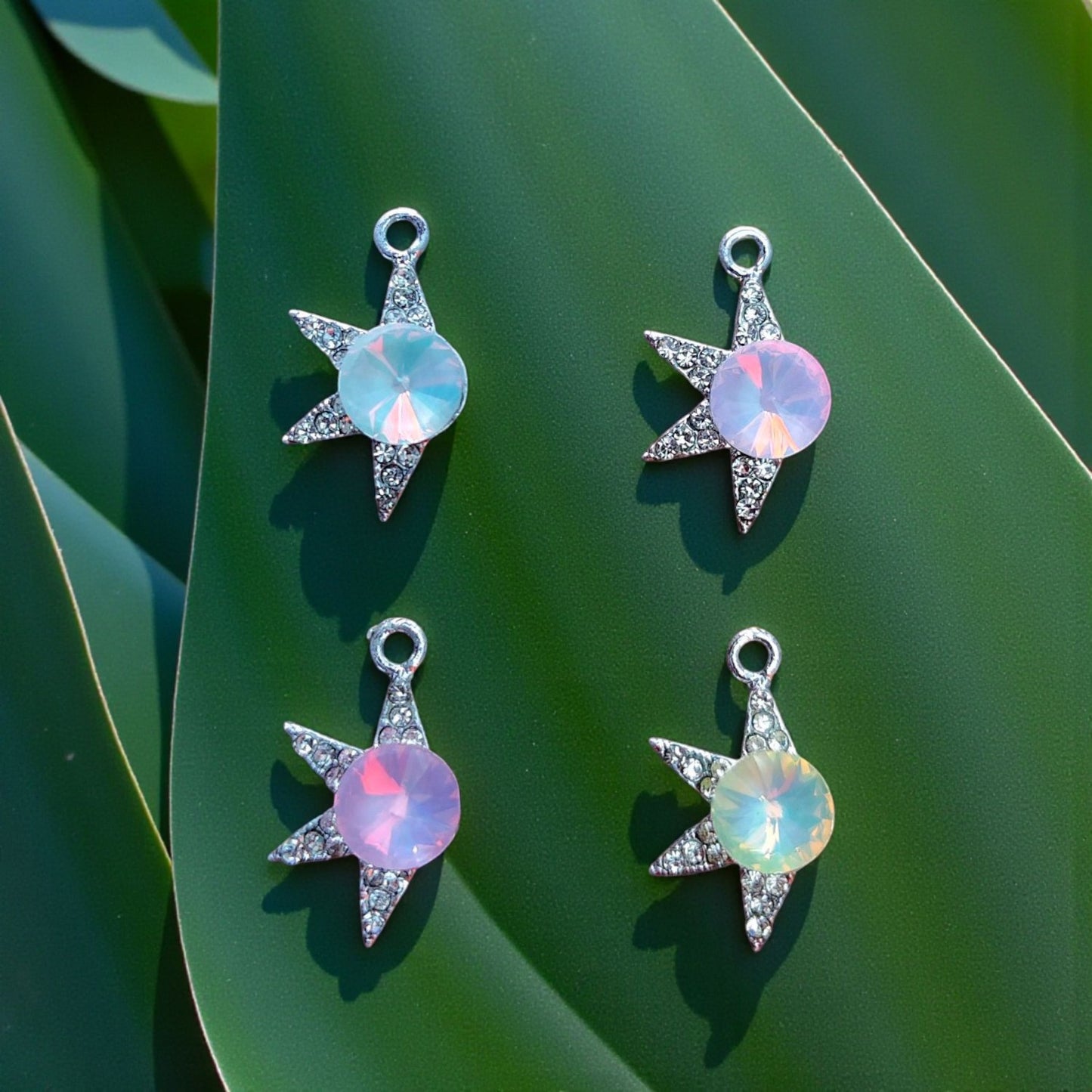 Luxury sun charm with a shimmering stone centerpiece, elegant gold finish, perfect for bracelets and jewelry making