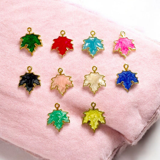 Maple Leaf Enamel Charms for Bracelet Jewellery Making