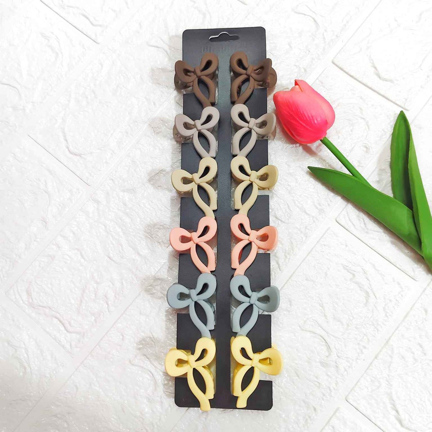 Matt Finish Bow Korean Clutches (Set Of 6 Pcs)