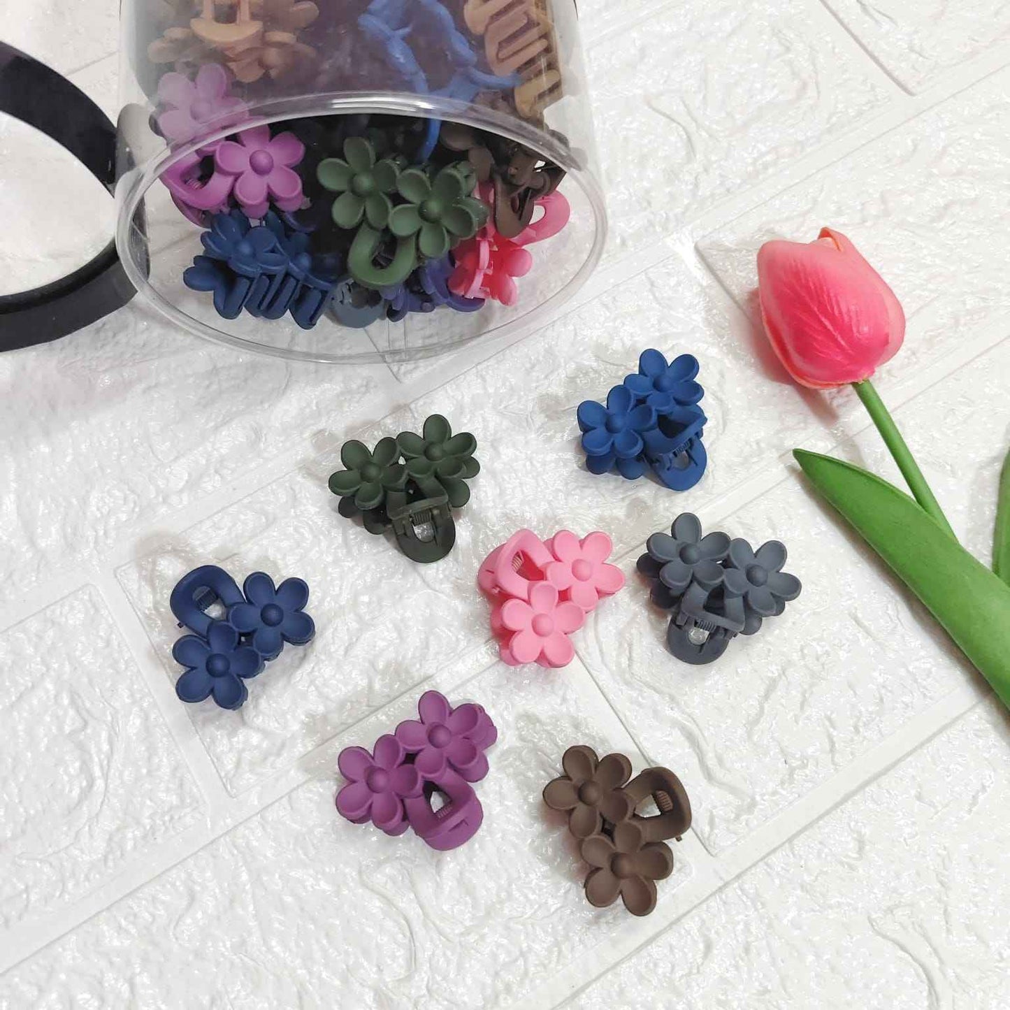 Matt Finish Flower Korean Clutches (Set of 24 Pcs)