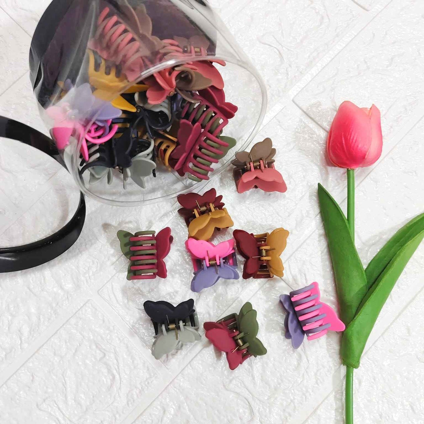 Matt Finish Dual Tone Butterfly Korean Clutches (24 Pcs Set)