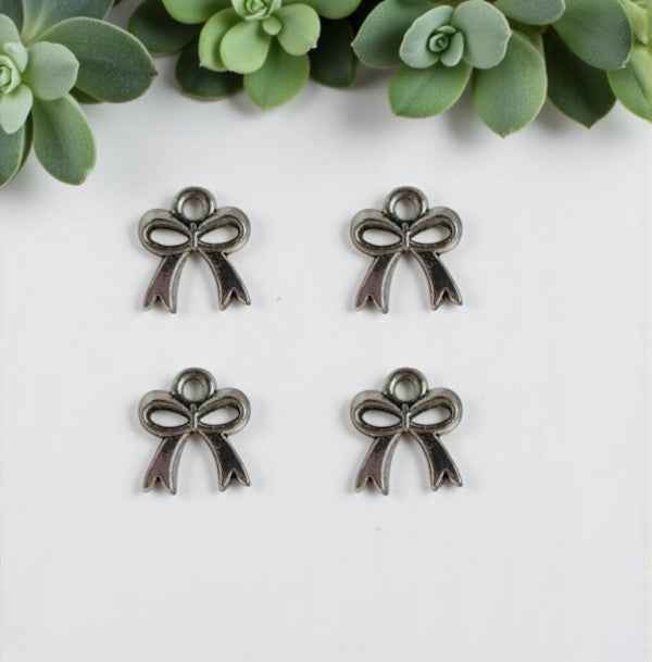 Metal Bow Charms Silver - 5 PCS