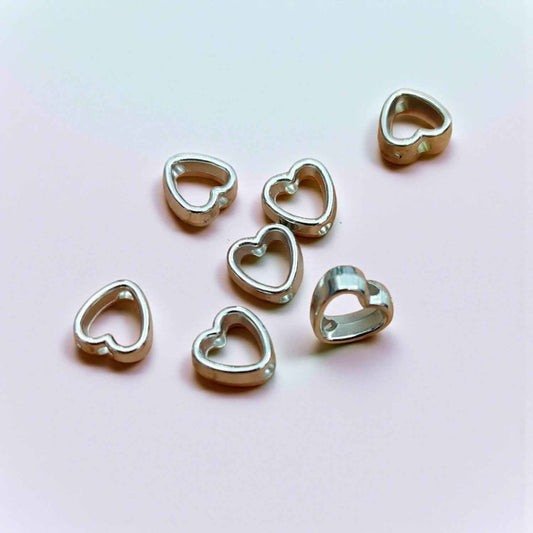 Hollow Heart Frame Spacer Bead - Silver (5 Pc)