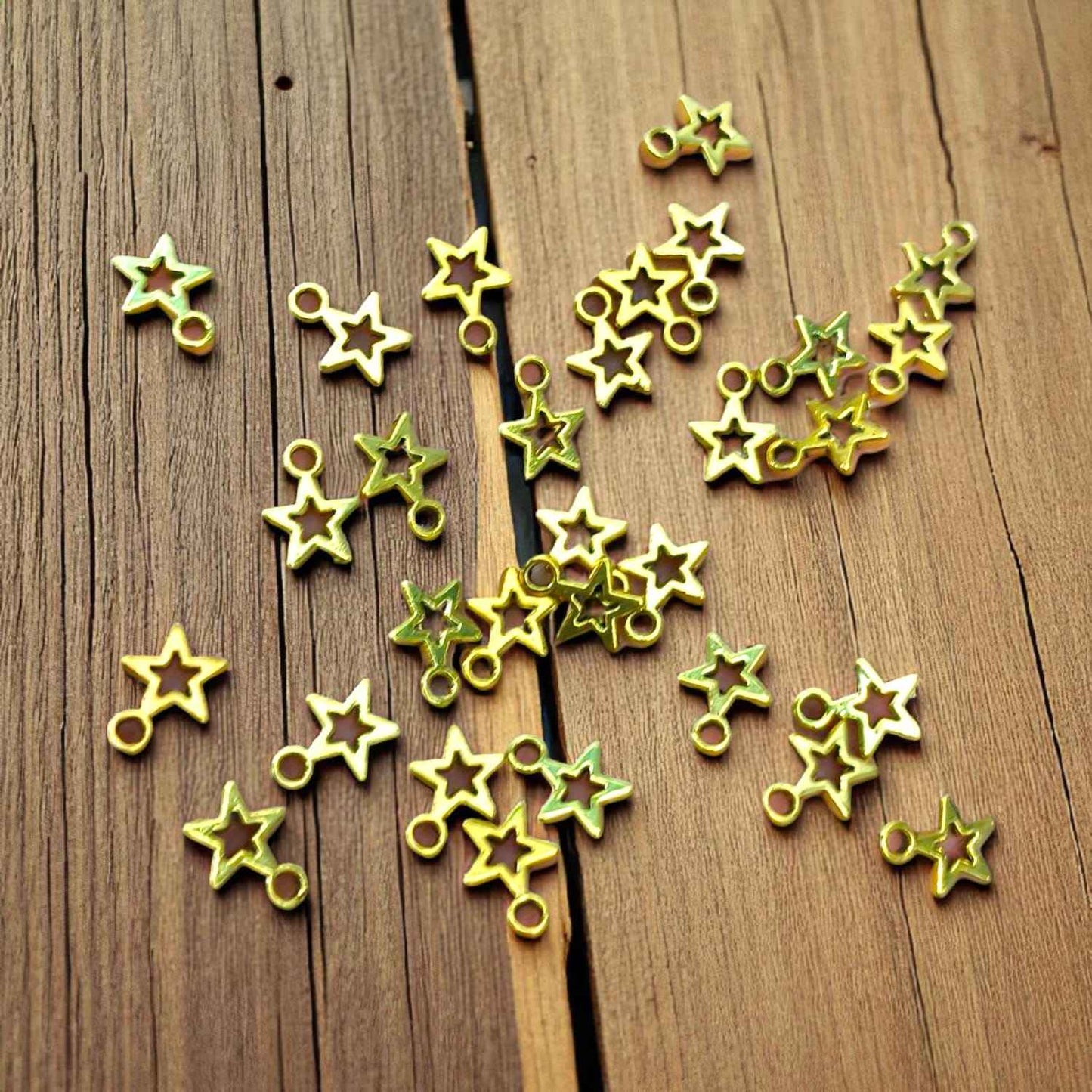 Mini Golden Star Charm - 10 Pcs