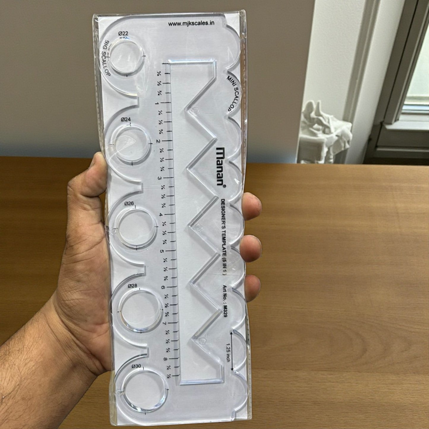 5 in 1 multi purpose scallop scale for crafting, sewing, quilting and measuring