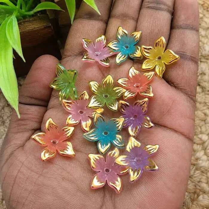 Multicolor 5 Petals Acrylic Flower Beads