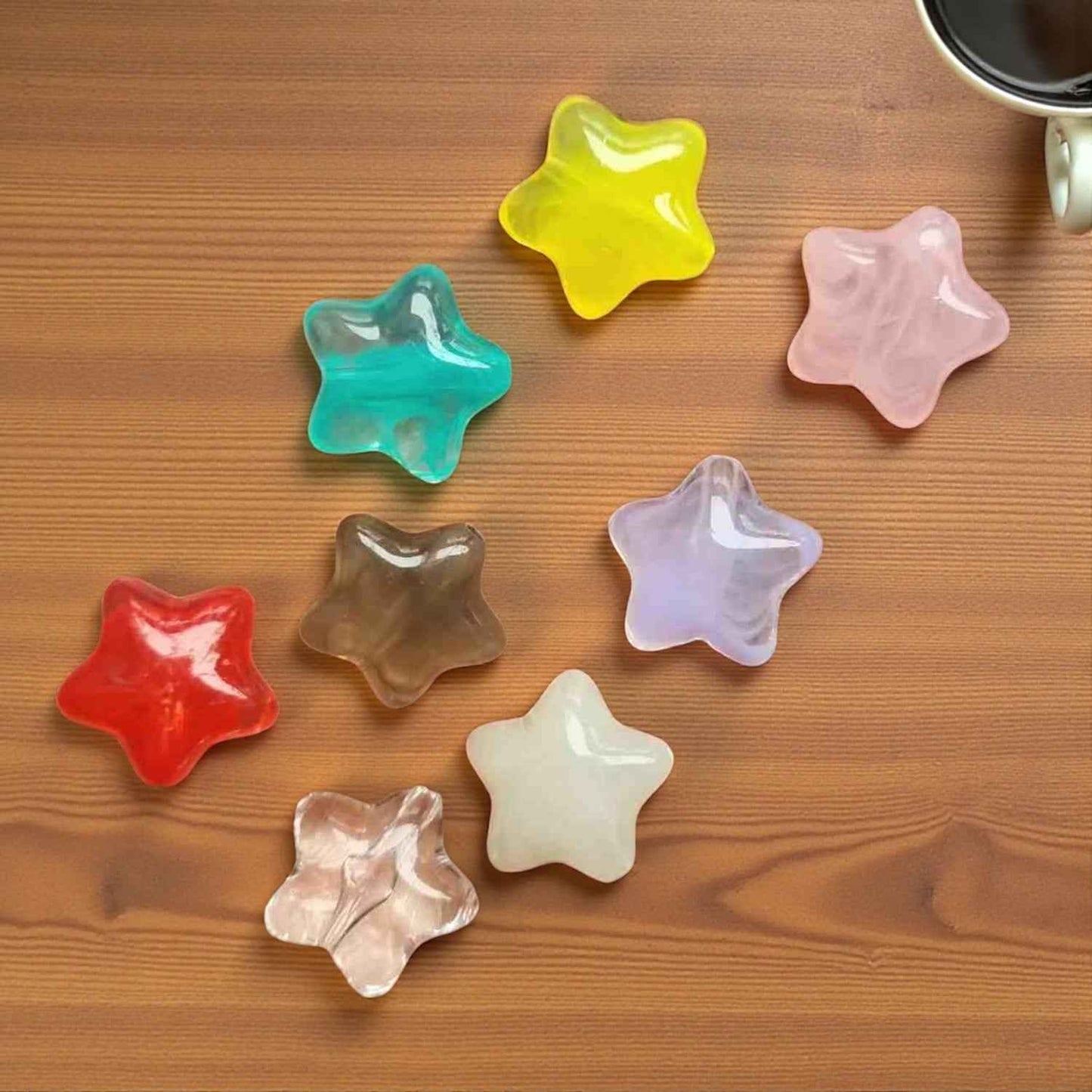 Multicolor Acrylic Star Fancy Beads - 5 Pcs Mixed