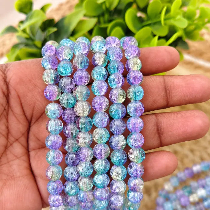 8mm Multicolor Crackle Beads