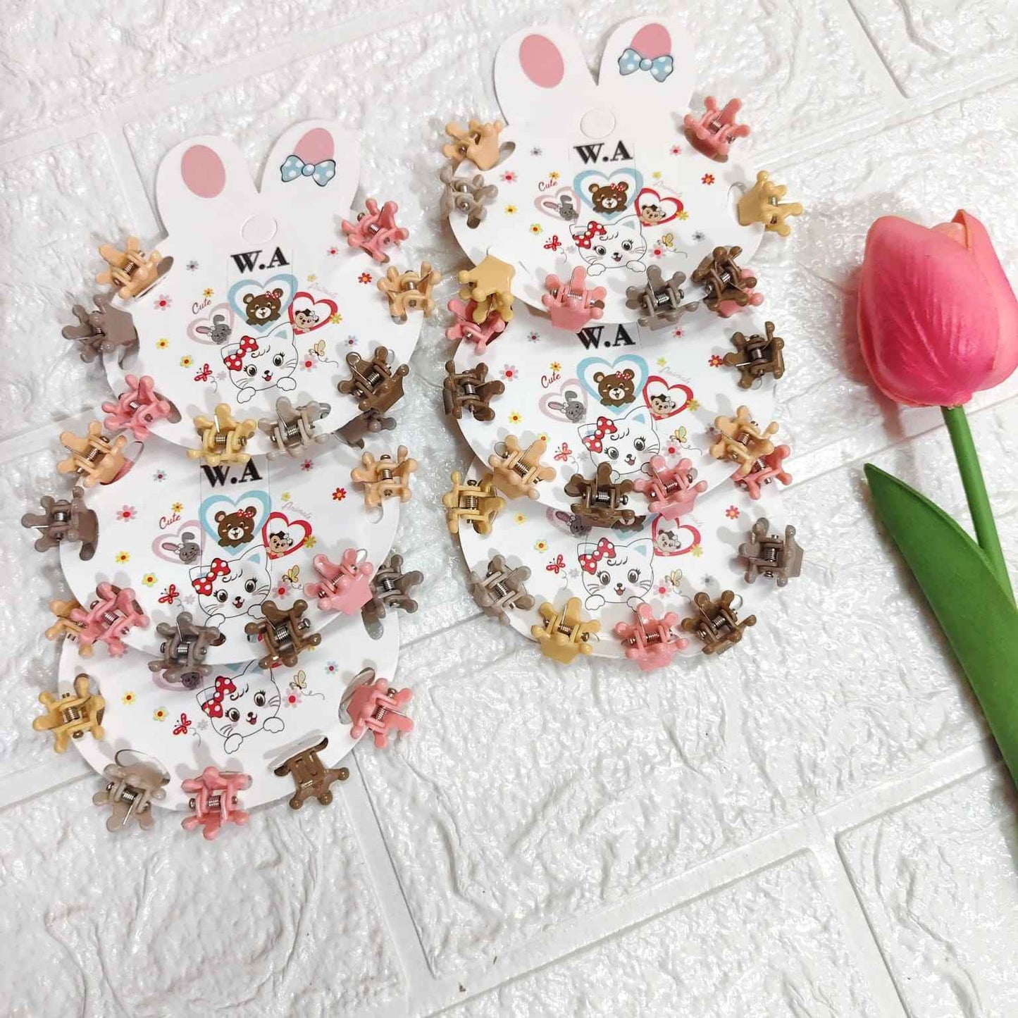 Multicolor Crown Korean Hair Claw Clips for Kids (6 Set) - 48 Pcs