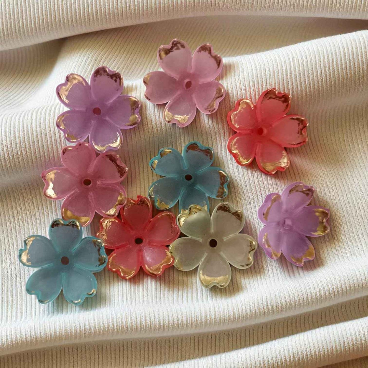 Multicolor Acrylic Flower Beads (5 Petals) - 10 gms