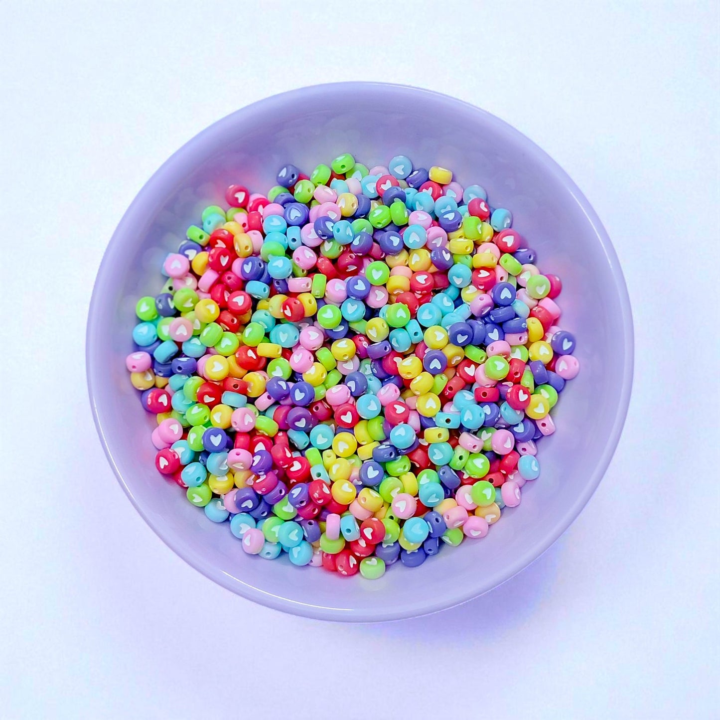 Round Acrylic Beads Multicolor Heart (Mixed) - 20 Grams