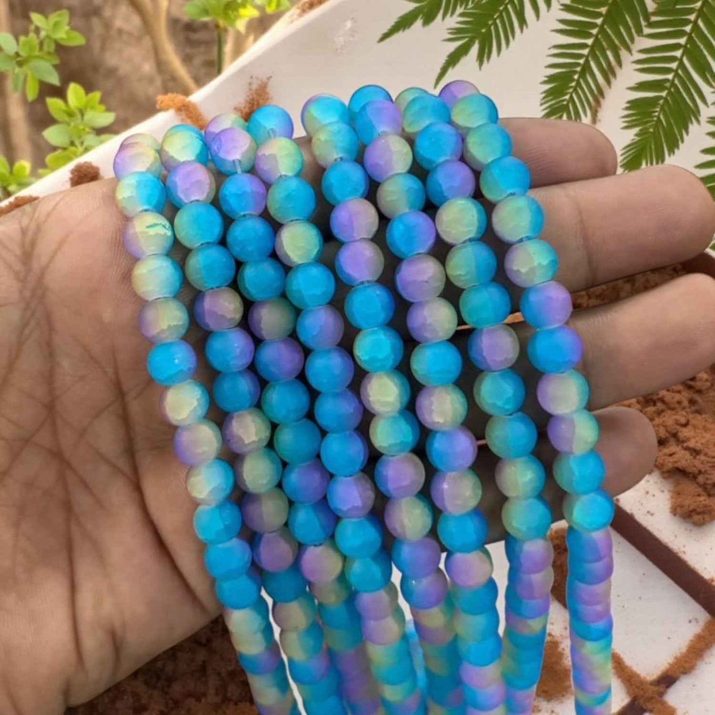 Multicolor Matt Beads - Dark Blue, Purple and Yellow