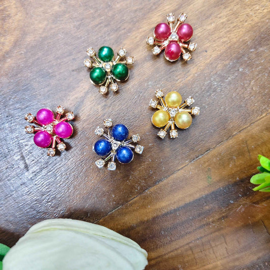 Multicolor Pearl Flower Beads for Jewellery Making - 1 Pc