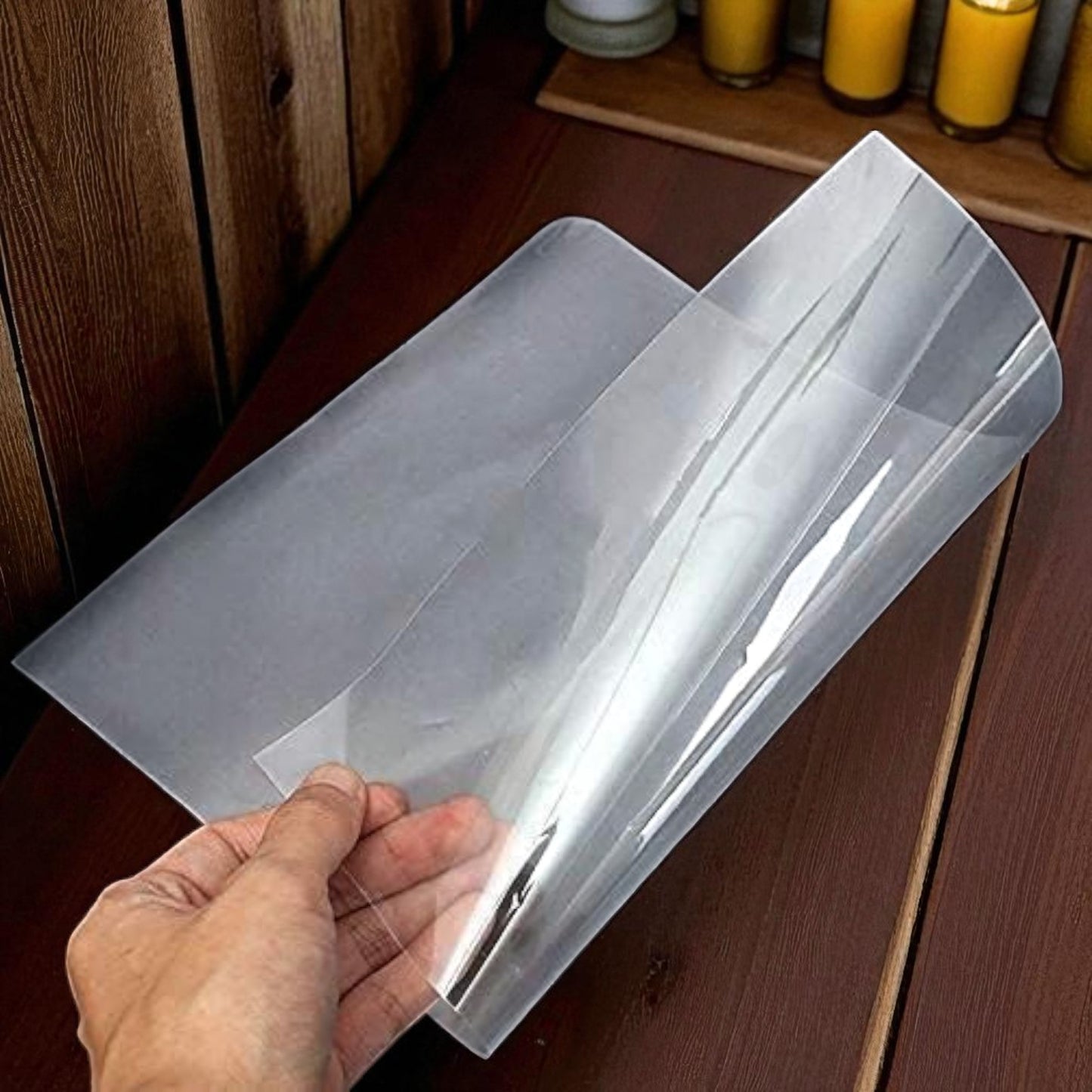 Clear OHP plastic sheet used for DIY crafts and stenciling