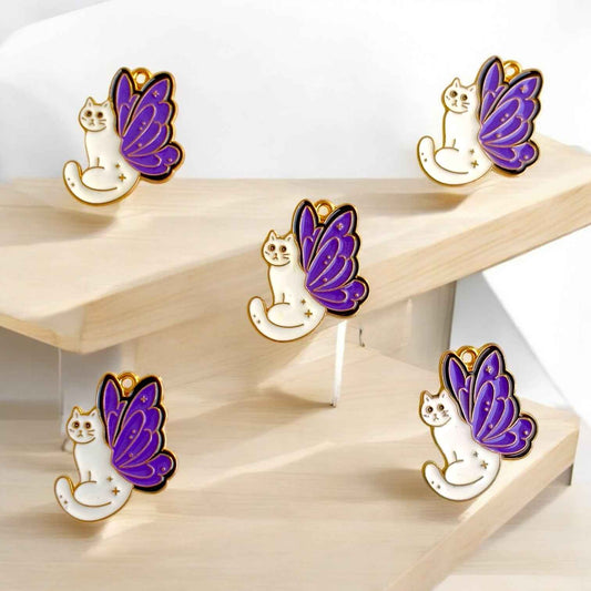 Cat Colorful Wings Charm